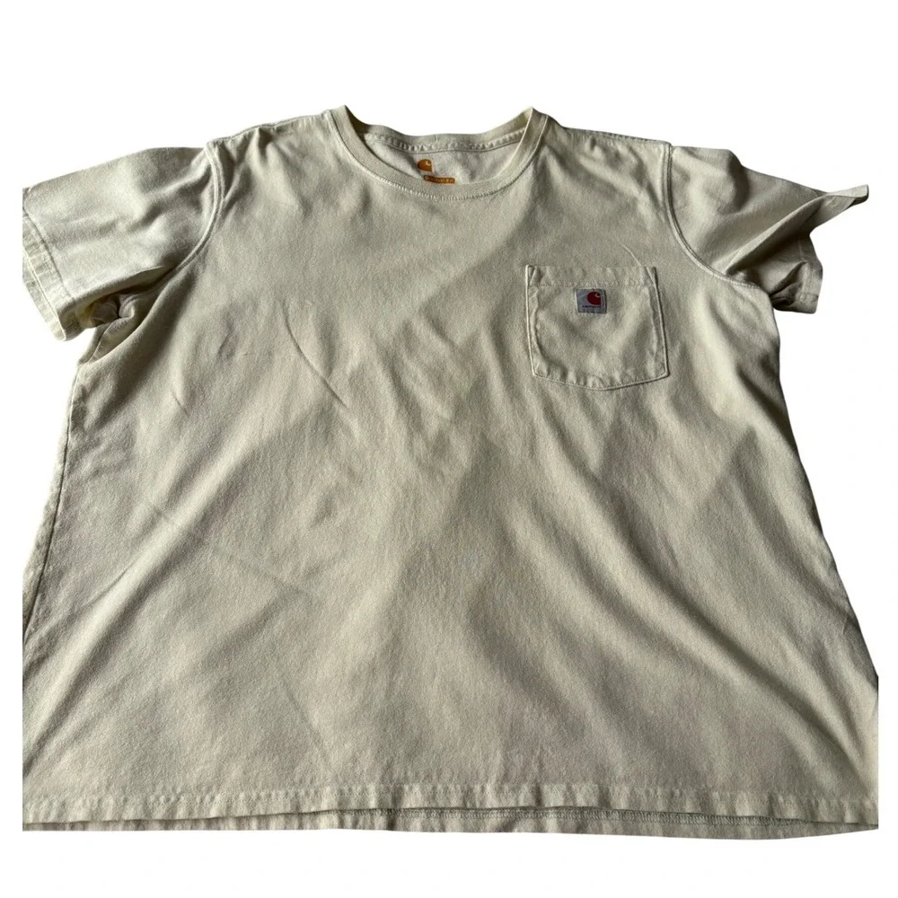 Carhartt Pocket T Shirt Mens XXL Beige Cream Original Fit‎ Workwear Cotton